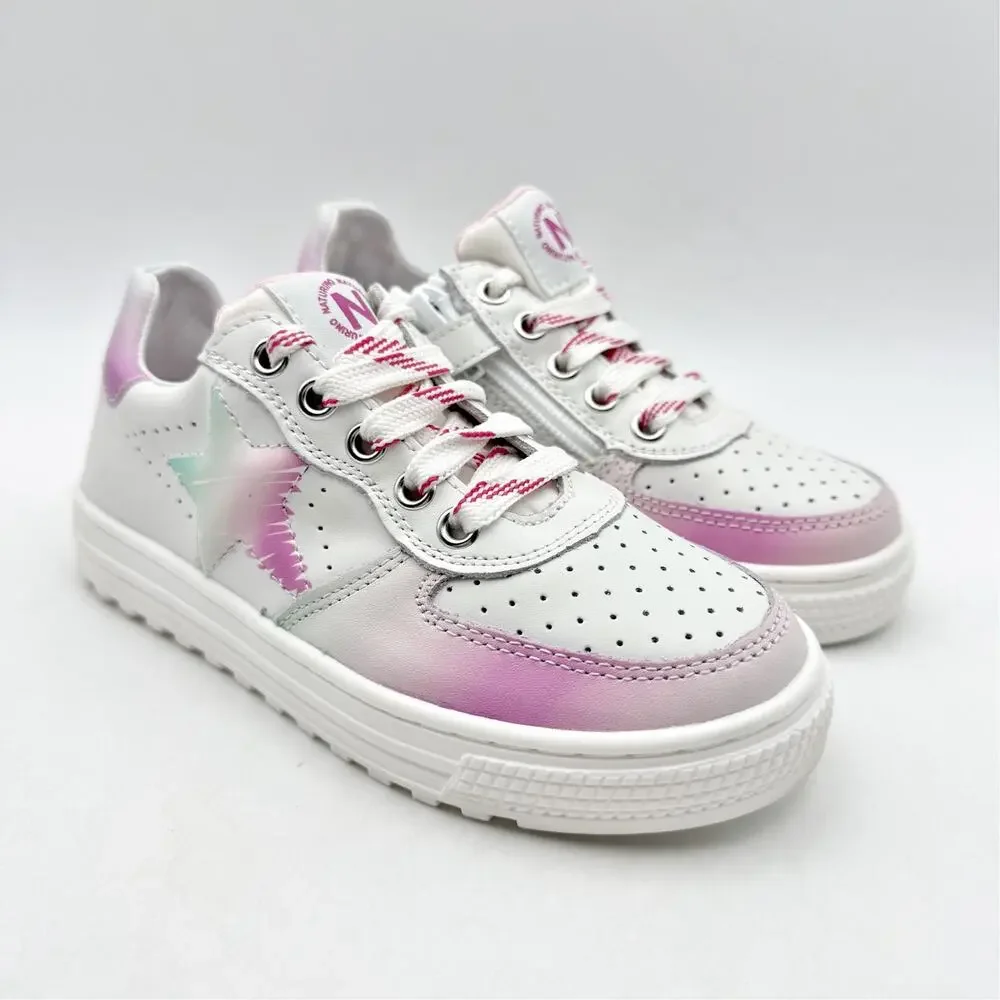 Naturino Girls Hess 2 Vl Sneakers EU 28 US 11 White Pink Blue Leather NWOB